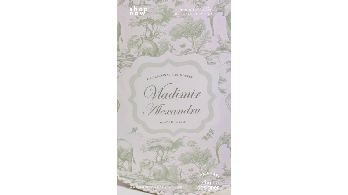 Trusou botez Green Safari personalizat băiat – tematică jungle elegantă verde 3